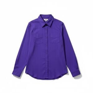 Cabela's Womens Purple Front Snap Shirt Size Large Roll Tab Back Vent